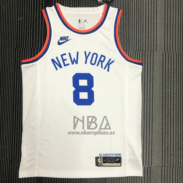 Camiseta New York Knicks Kemba Walker NO 8 75th Anniversary Blanco